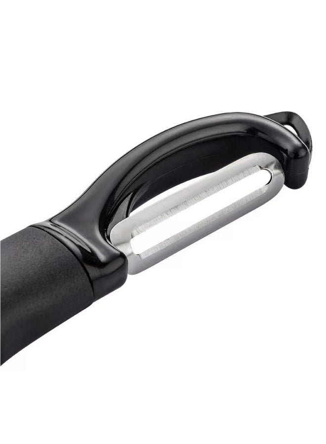 هومستر مُزيل متعدد الوظائف من الفولاذ المقاوم للصدأ، مُزيل فعال للبطاطس والفواكه والخضروات، مُزيل بمقابض غير انزلاقية للاستخدام المنزلي، مُزيل وشاحن مطبخ طويل الأمد، مجموعة أدوات مُزيل للمطبخ المنزلي، أسود، 19 × 3.8 سم - Image 2